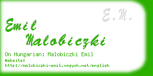 emil malobiczki business card